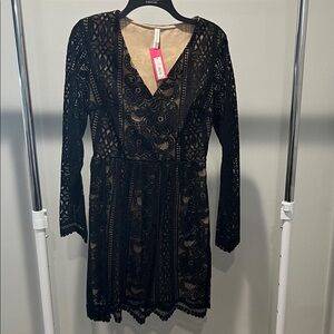 Xhilaration Black Lace Long Sleeve Dress
